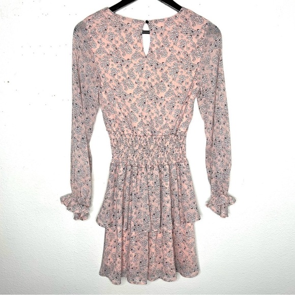 LULUS Room To Bloom Light Pink Floral Print Long Sleeve Mini Dress Size XS - Picture 7 of 12